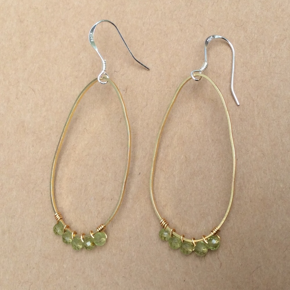 handcrafted Sundance charm natural Peridot Sterling silver gold plated earrings - Picture 4 of 11